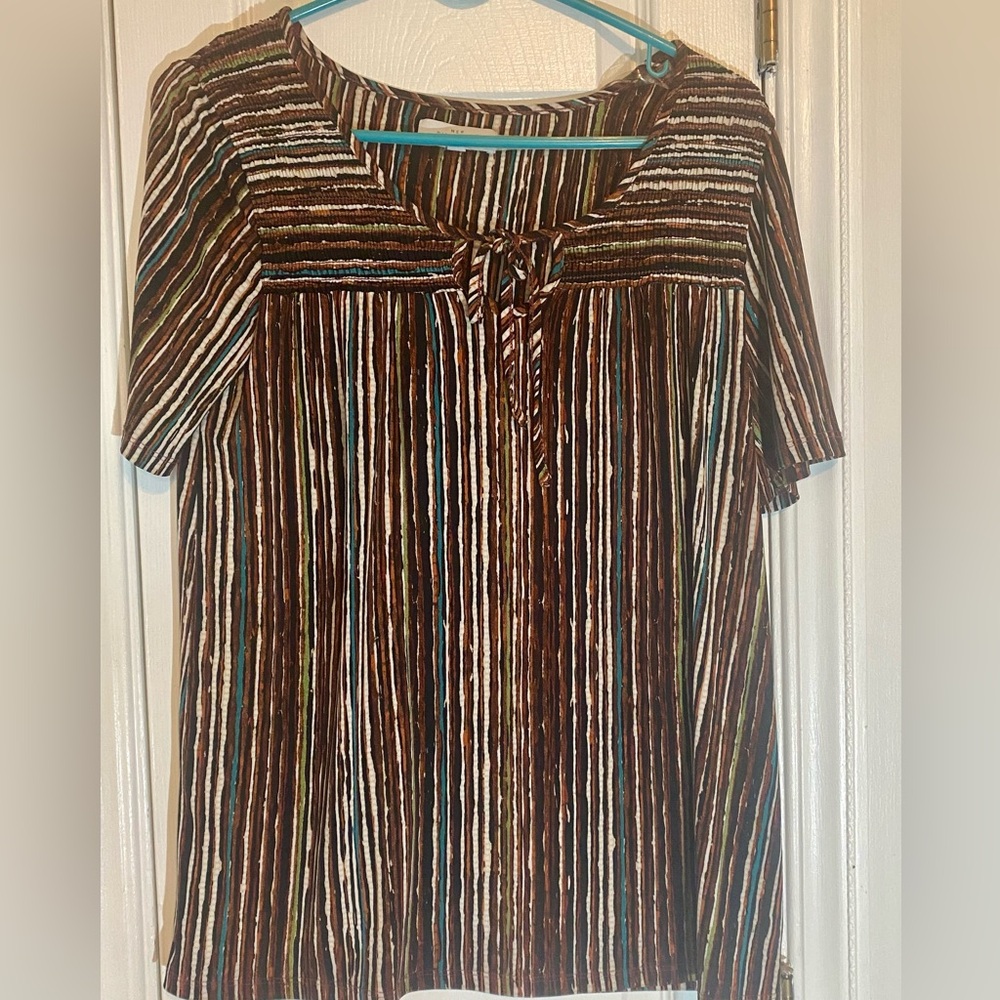 New Directions Multicolor Striped Blouse